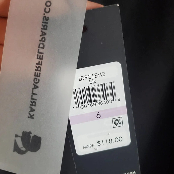 NWT Karl Lagerfeld Black Ruffle Sleeve Sheath Dress Size 6 - Picture 8 of 11